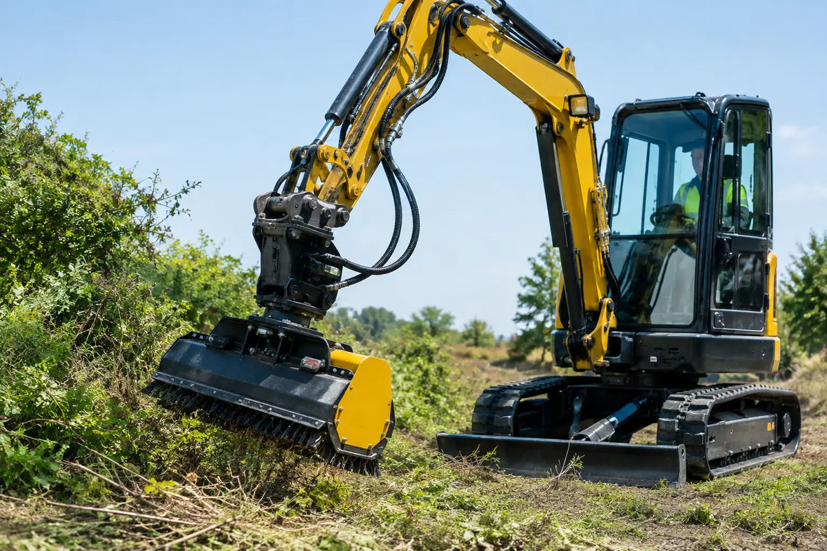 Quel débit hydraulique pour débroussailleuse mini-pelle ?