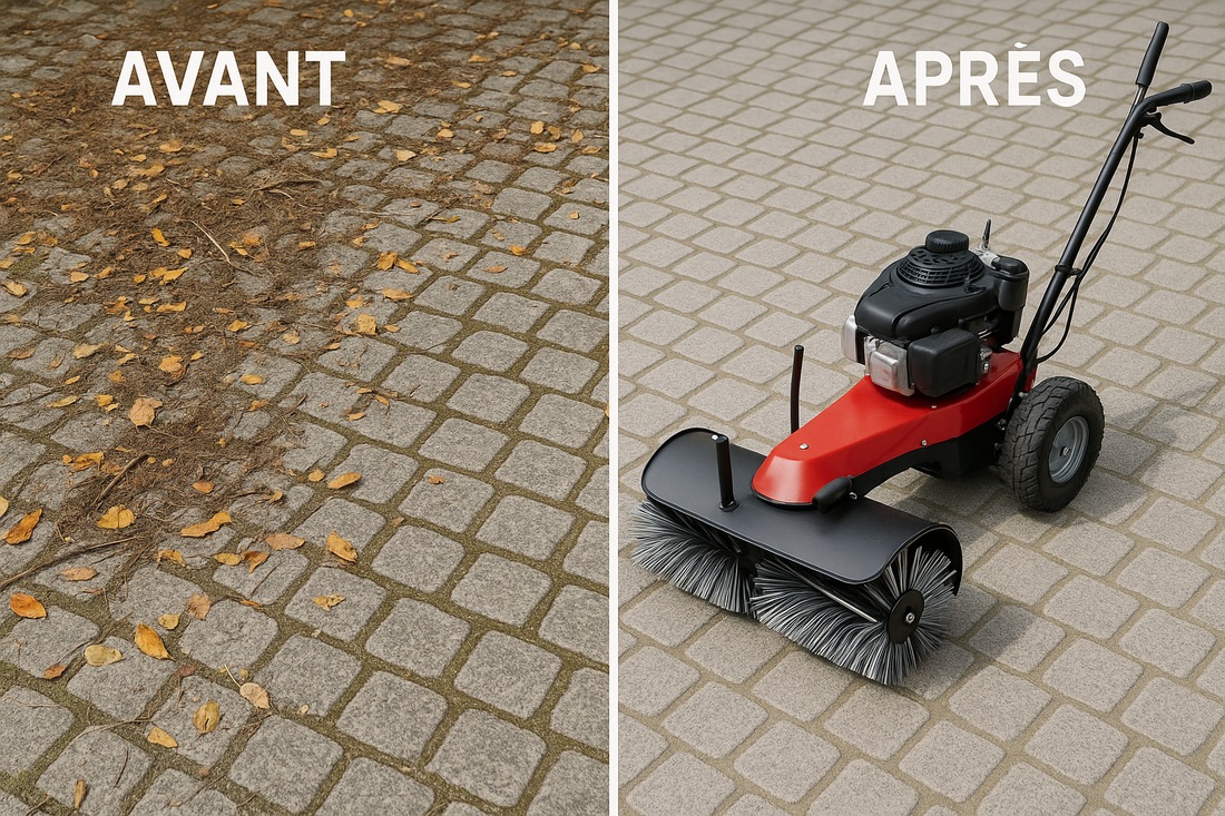 before and after using a sweeper