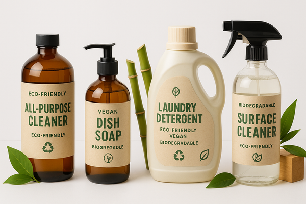 Vegan biodegradable cleaning products