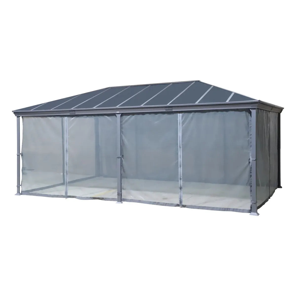 Pergola autoportante "Belize" graphite 3,6 x 6m en aluminium et polycarbonate Ma Maisons
