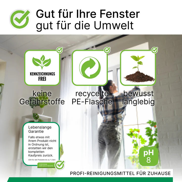 BiOHY Nettoyant professionnel pour vitres, nettoyant pour vitres, concentré bio 1L Ma Maisons