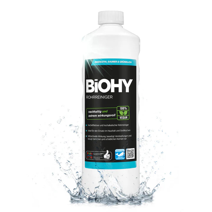 BiOHY déboucheur de tuyaux, déboucheur de canalisations, produit sans matières premières, concentré professionnel 1L Ma Maisons