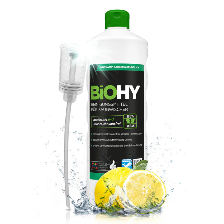 BiOHY détergent pour raclettes aspirantes, nettoyant pour aspirateurs eau et poussières, entretien des sols, nettoyant bio Ma Maisons