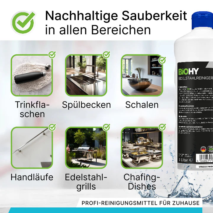 BiOHY nettoyant inox, nettoyant inox spray, produit d'entretien inox, produit de nettoyage inox 1L Ma Maisons