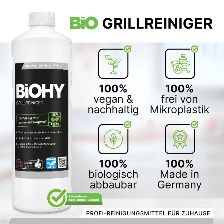 BiOHY nettoyant pour barbecue, nettoyant pour barbecue à gaz, nettoyant pour BBQ, nettoyant pour grille de barbecue 1L Ma Maisons