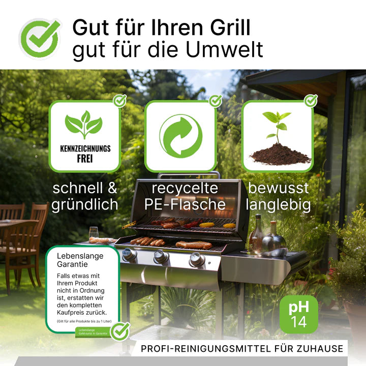 BiOHY nettoyant pour barbecue, nettoyant pour barbecue à gaz, nettoyant pour BBQ, nettoyant pour grille de barbecue 1L Ma Maisons