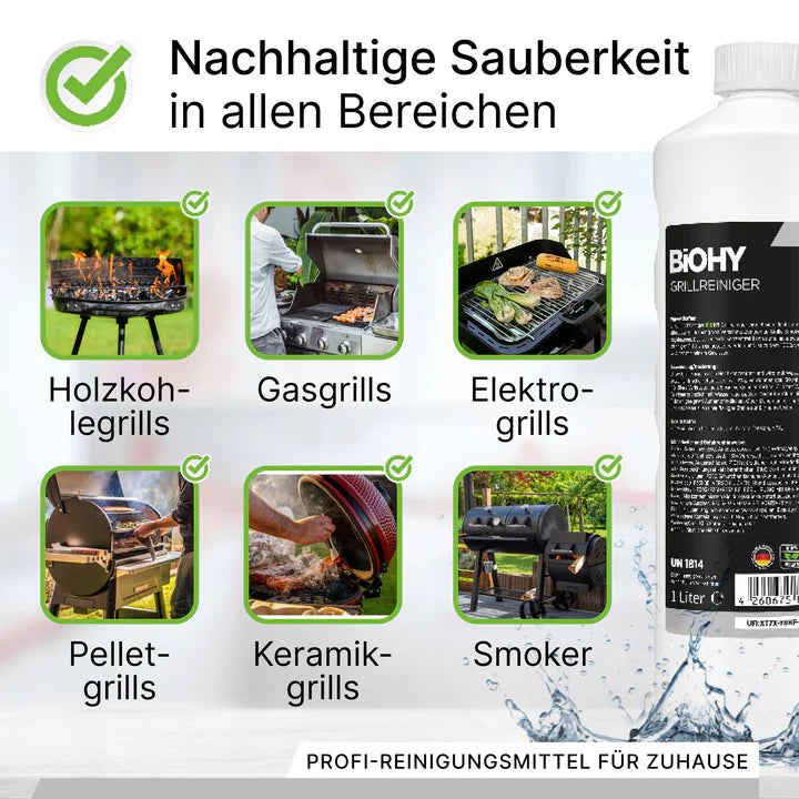 BiOHY nettoyant pour barbecue, nettoyant pour barbecue à gaz, nettoyant pour BBQ, nettoyant pour grille de barbecue 1L Ma Maisons