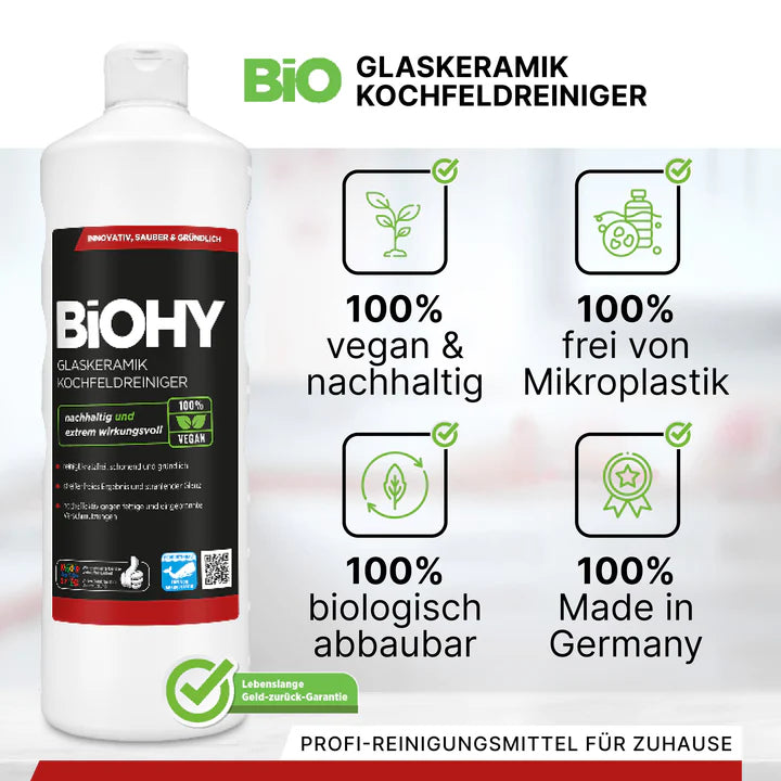 BiOHY nettoyant pour table de cuisson vitrocéramique, nettoyant pour table vitrocéramique, nettoyant pour cuisinière 1L Ma Maisons