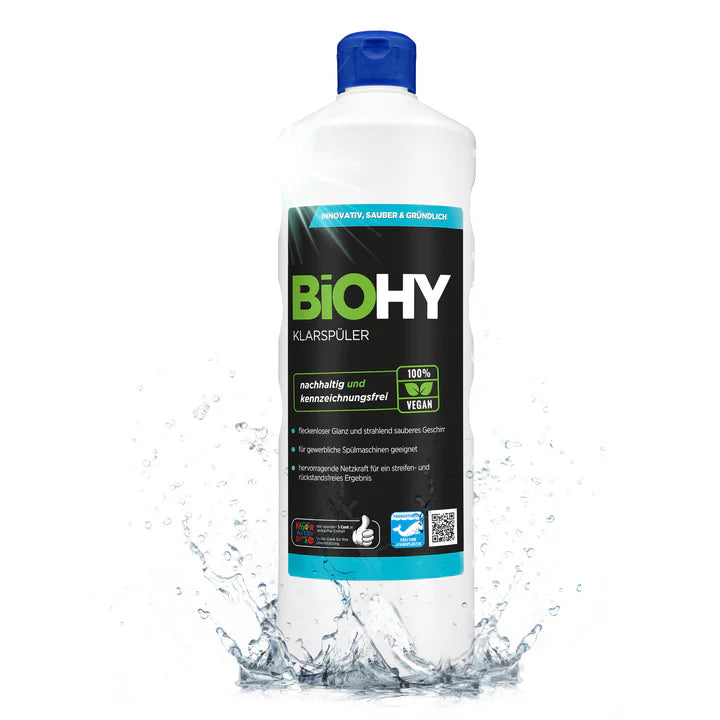 BiOHY produit de rinçage, nettoyant pour verre lave-vaisselle, nettoyant pour lave-vaisselle, nettoyant pour couverts 1L Ma Maisons