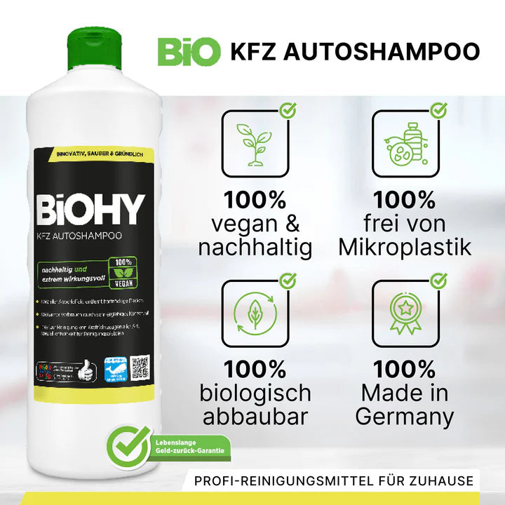 BiOHY shampooing pour voiture, produit de lavage pour voiture, shampooing pour voiture, nettoyant moussant 1L Ma Maisons