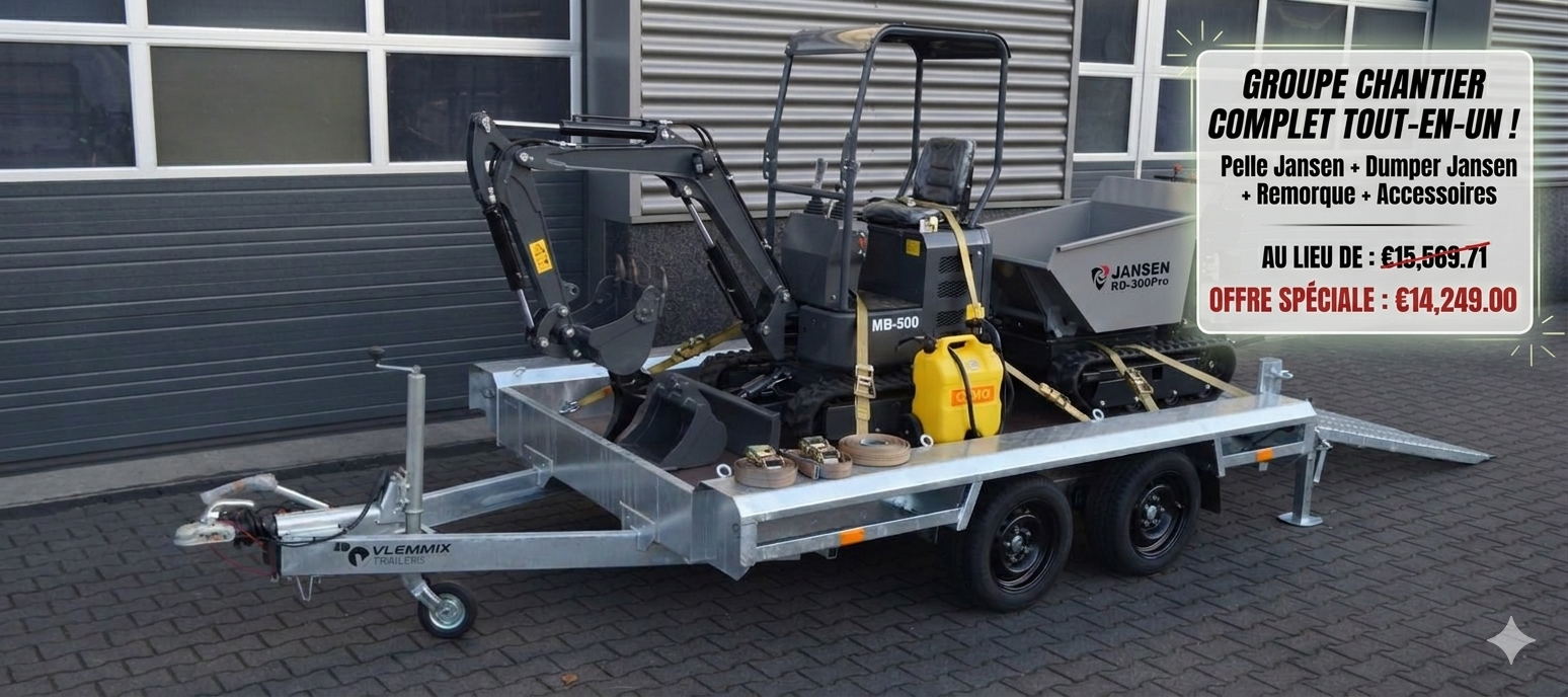 Pack Ultime Chantier : Mini-Pelle Jansen MB-500 + Dumper RD-300pro