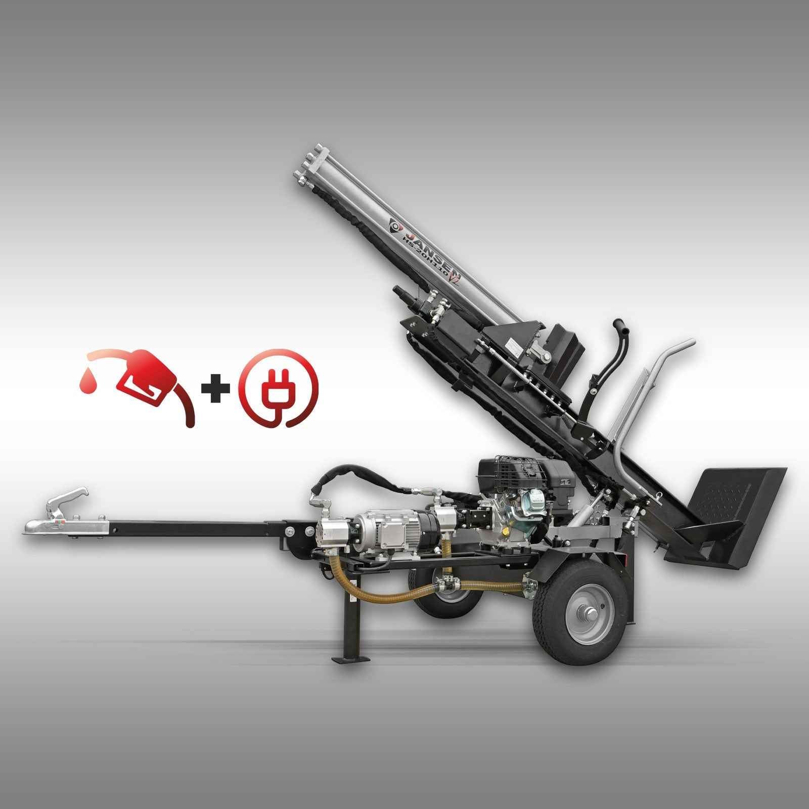 Fendeuse à  Jboisansen HS-20H110K-V2, COMBI, essence+électrique, 20 tonnes, hydraulique