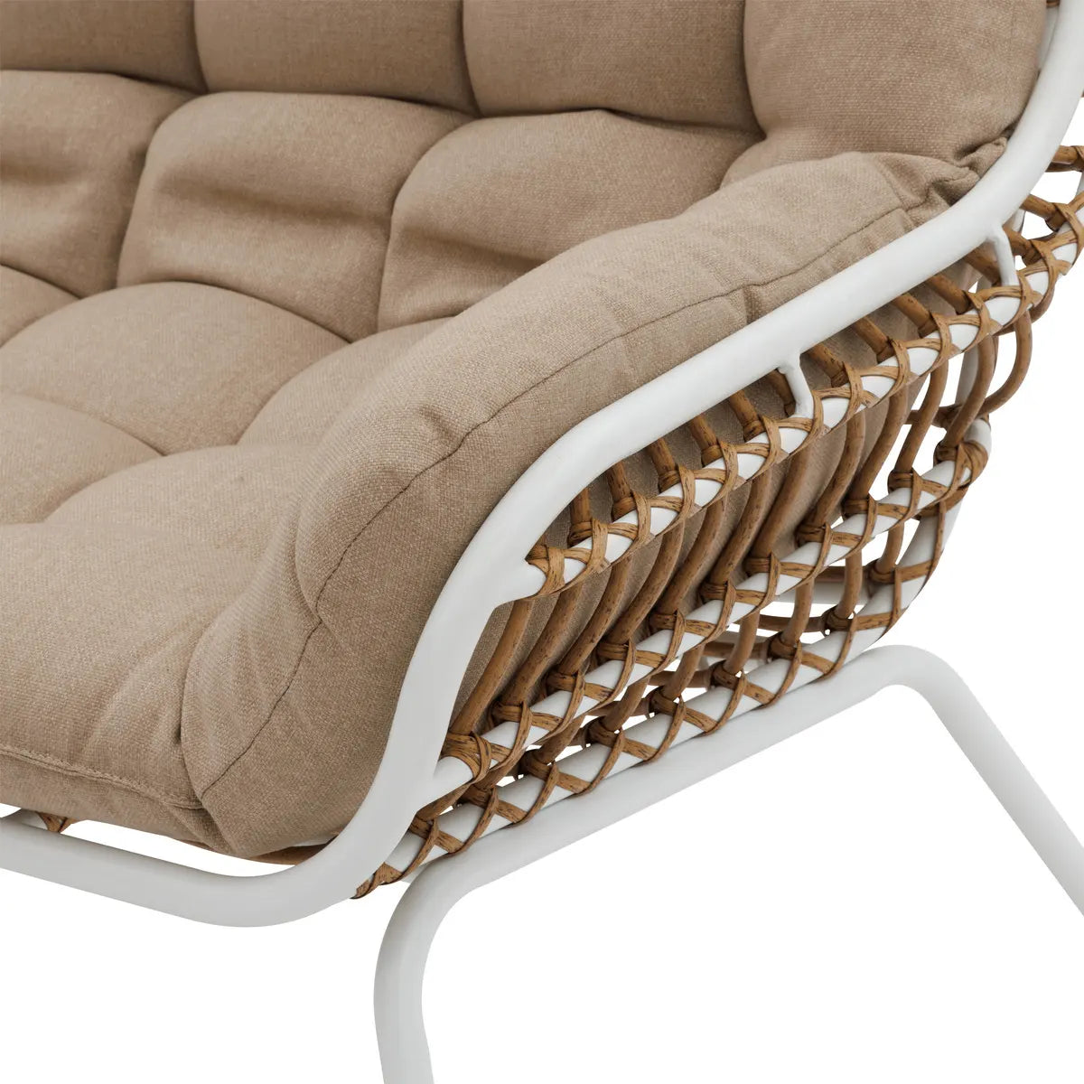 Salon de jardin "Paopao" en acier traité époxy blanc pour 4 personnes, coloris Beige Ma Maisons