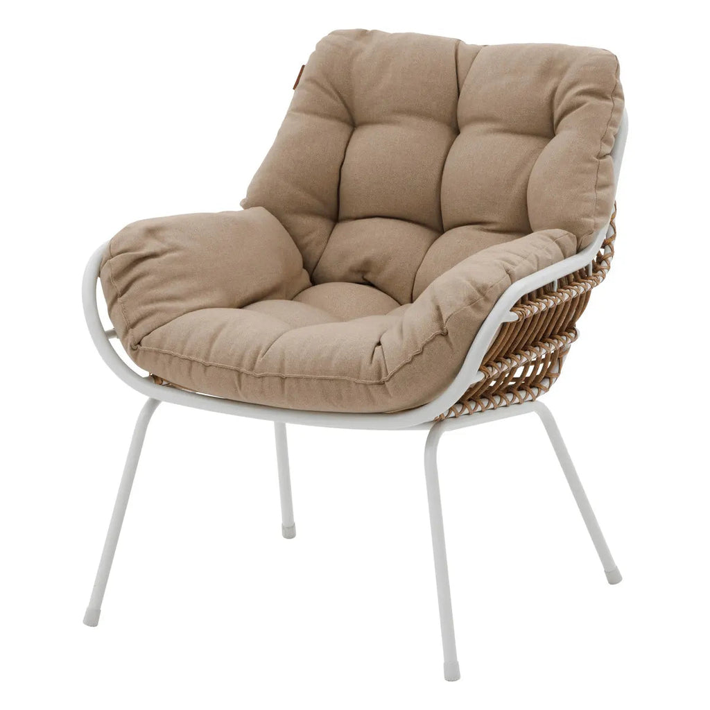 Salon de jardin "Paopao" en acier traité époxy blanc pour 4 personnes, coloris Beige Ma Maisons