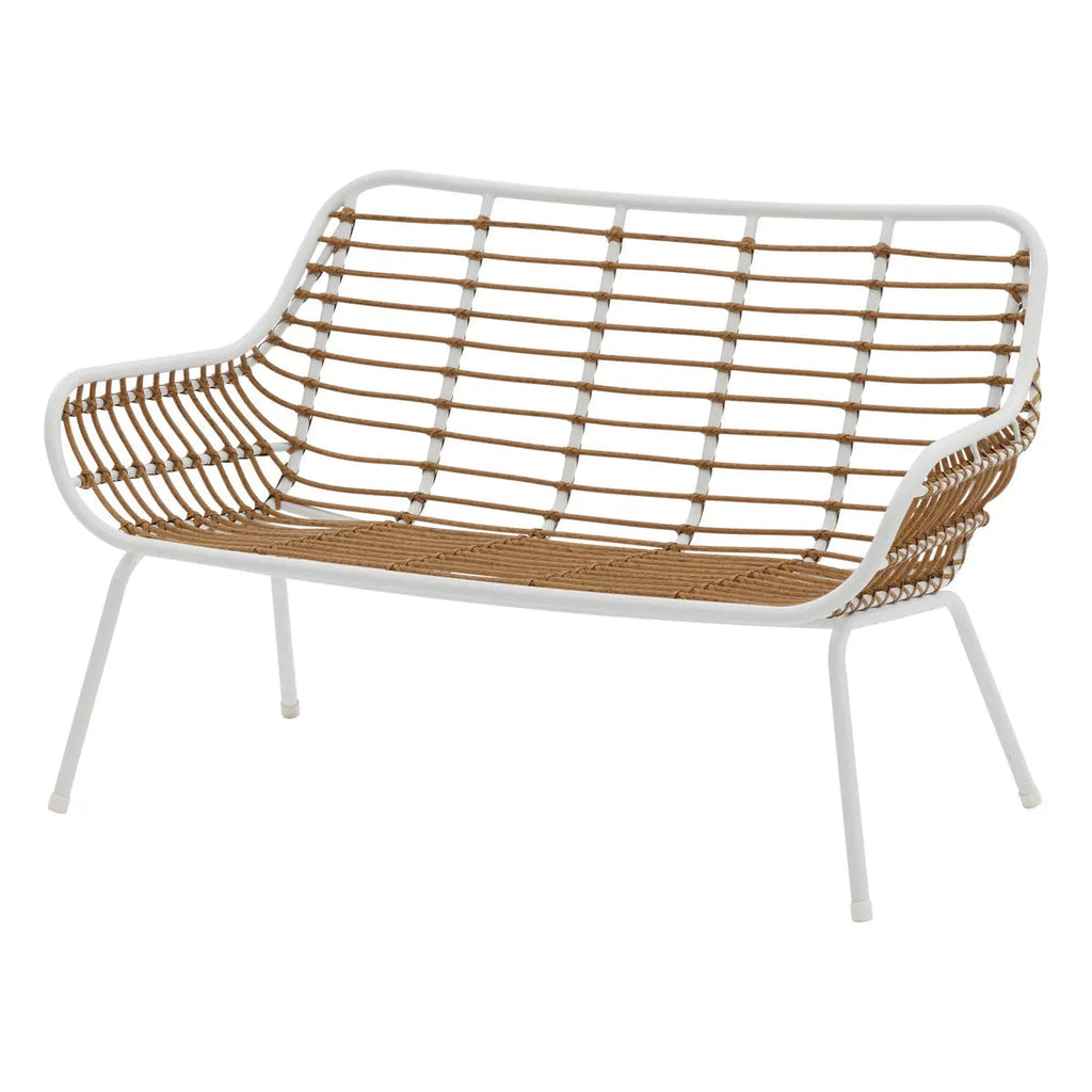 Salon de jardin "Paopao" en acier traité époxy blanc pour 4 personnes, coloris Beige Ma Maisons