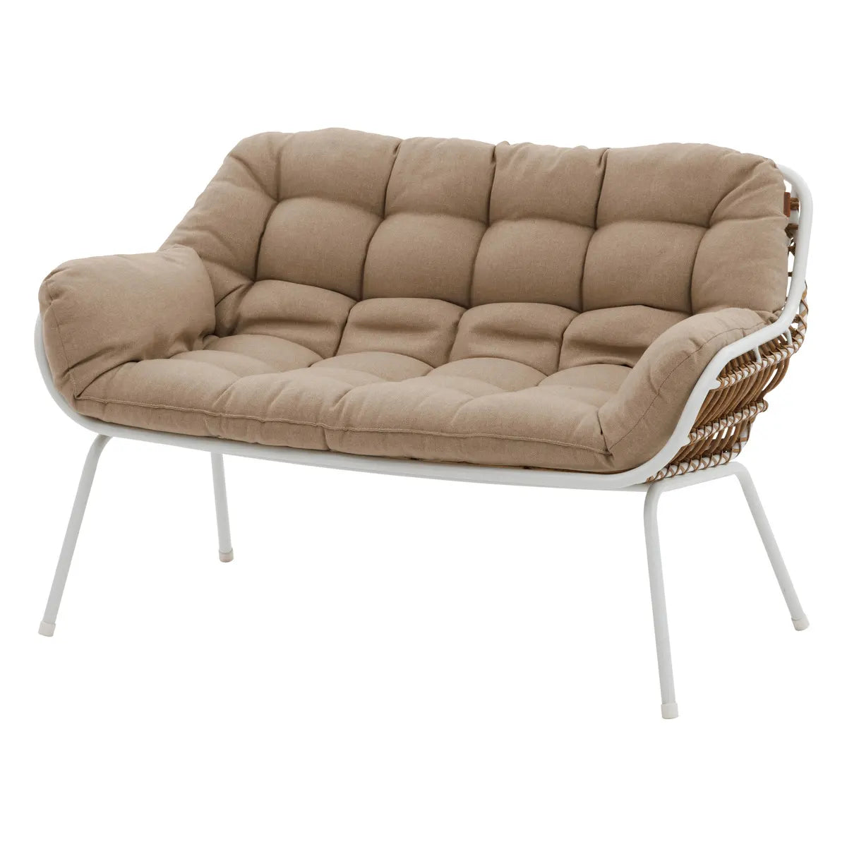 Salon de jardin "Paopao" en acier traité époxy blanc pour 4 personnes, coloris Beige Ma Maisons