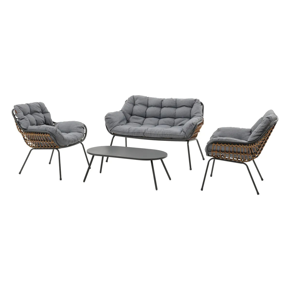 Salon de jardin graphite « Paopao » en acier traité époxy, 4 places, coloris Gris Ma Maisons