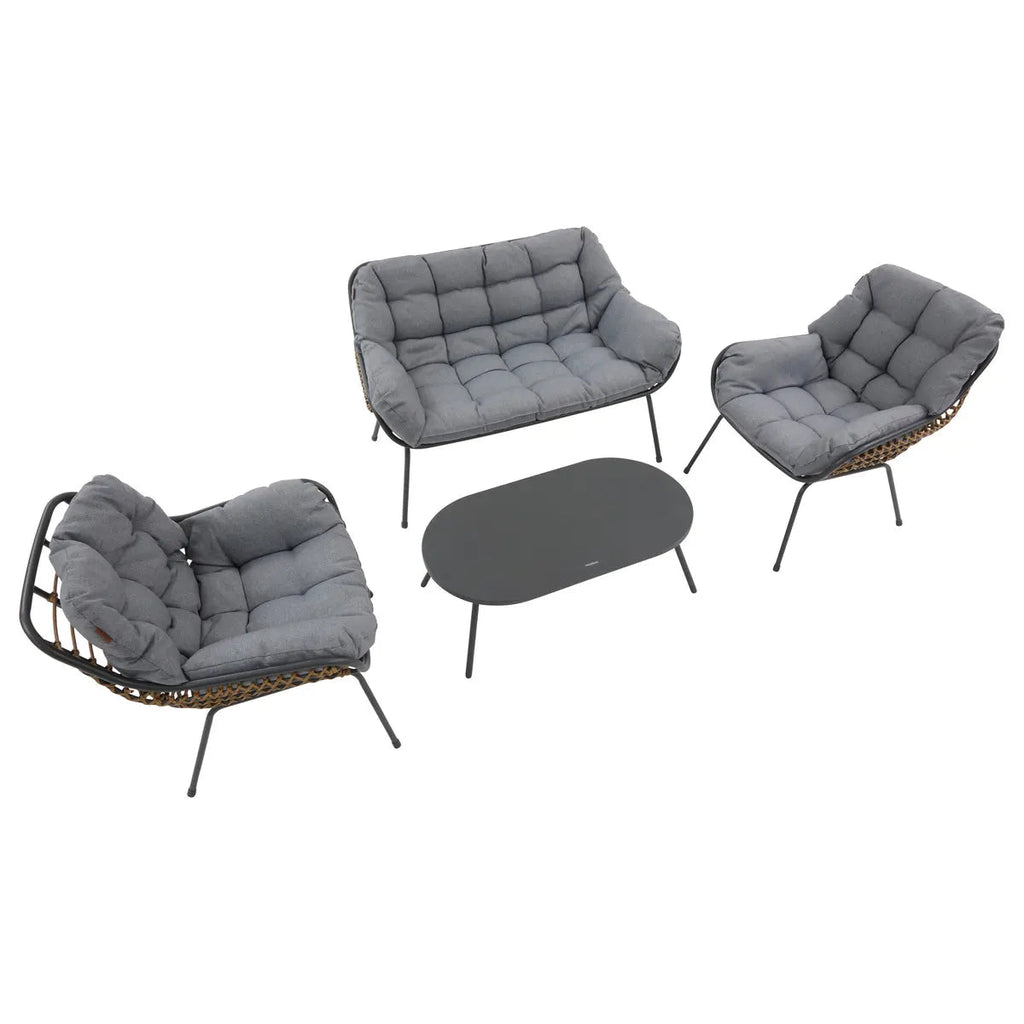 Salon de jardin graphite « Paopao » en acier traité époxy, 4 places, coloris Gris Ma Maisons
