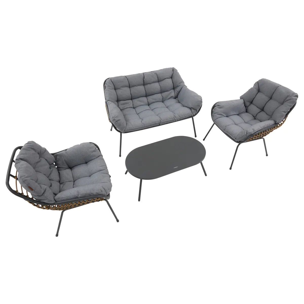 Salon de jardin graphite « Paopao » en acier traité époxy, 4 places, coloris Gris Ma Maisons