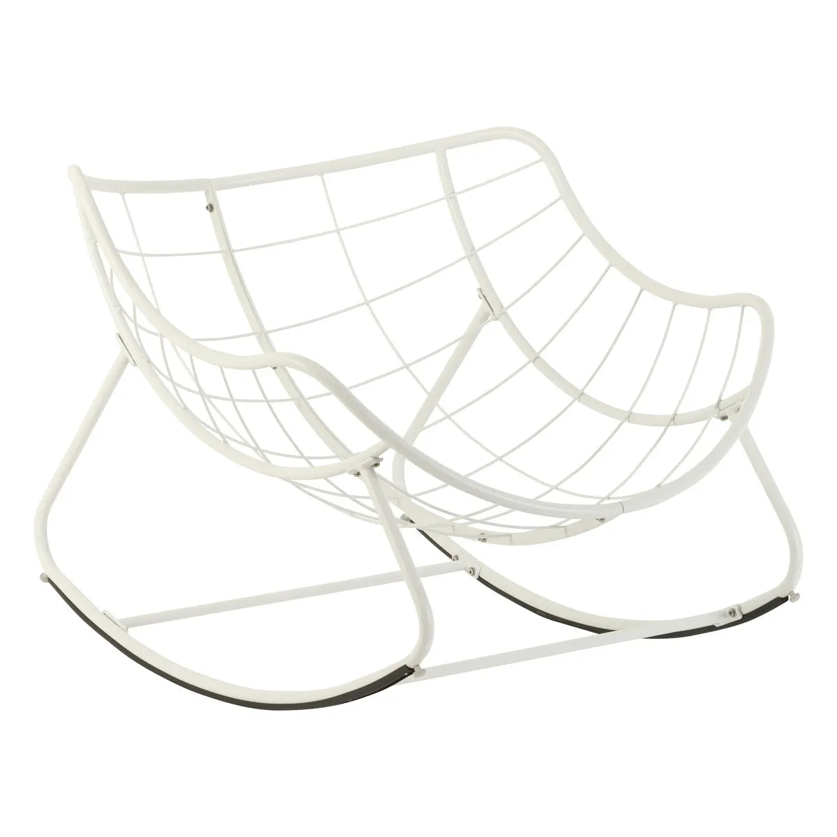 Fauteuil oeuf à bascule "Paopao" beige et blanc en acier traité en epoxy Ma Maisons