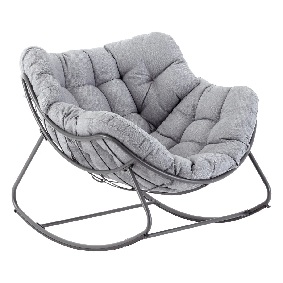 Fauteuil oeuf à bascule "Paopao" gris et graphite en acier traité en epoxy Ma Maisons