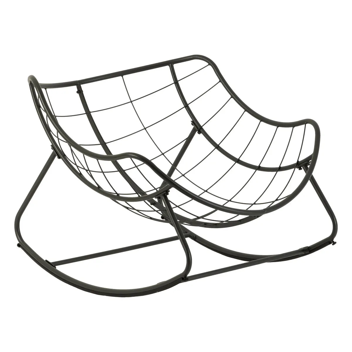 Fauteuil oeuf à bascule "Paopao" gris et graphite en acier traité en epoxy Ma Maisons