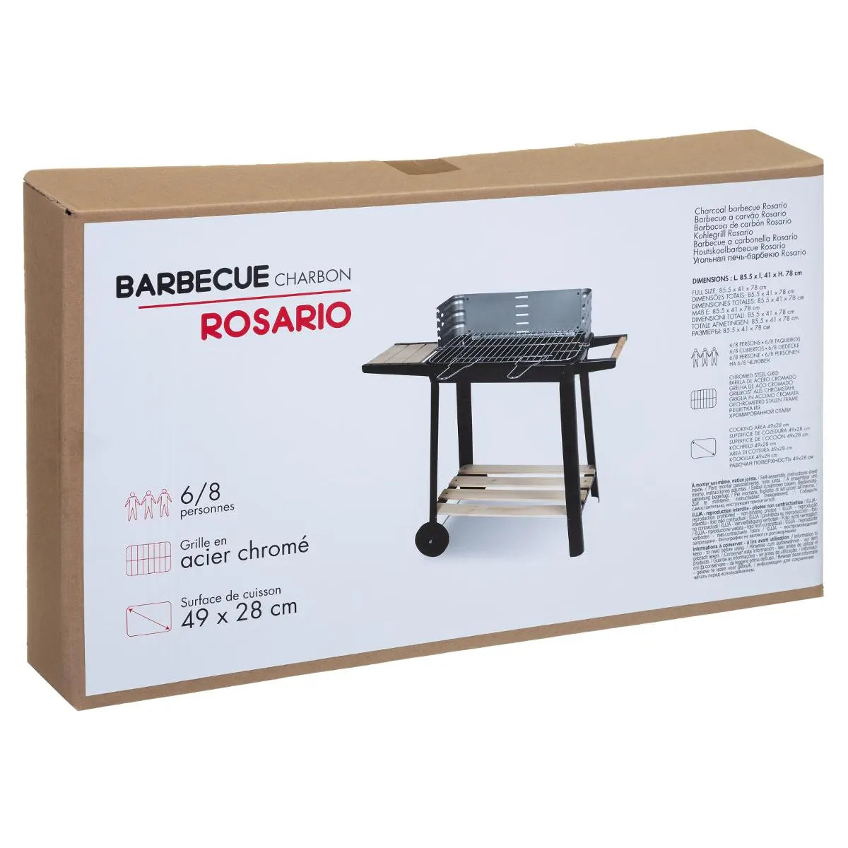 Barbecue à charbon "Rosario" 54x32cm en acier et bois Ma Maisons