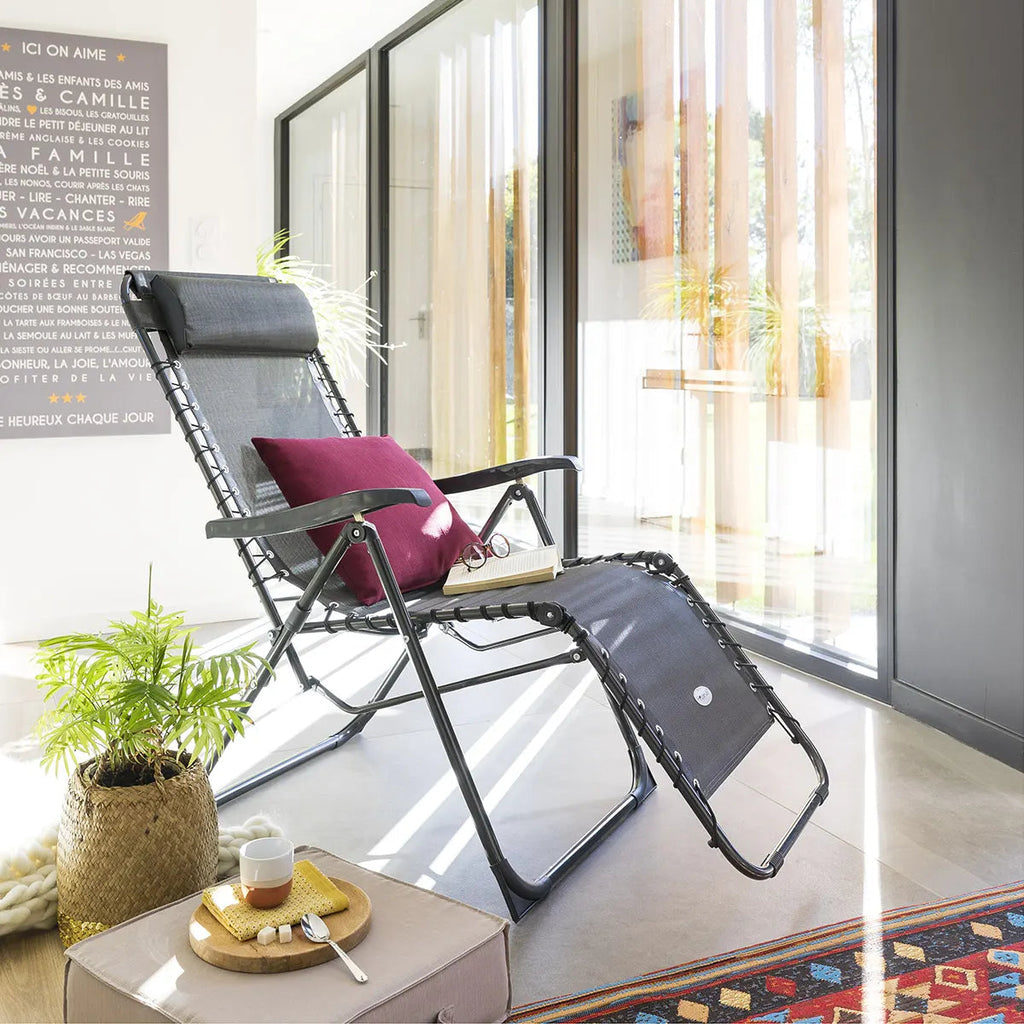 Fauteuil relax pliable "Silos" en acier et texaline Ma Maisons