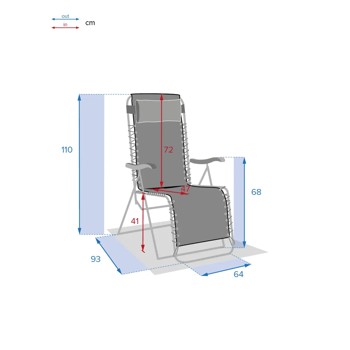 Fauteuil relax pliable "Silos" en acier et texaline Ma Maisons