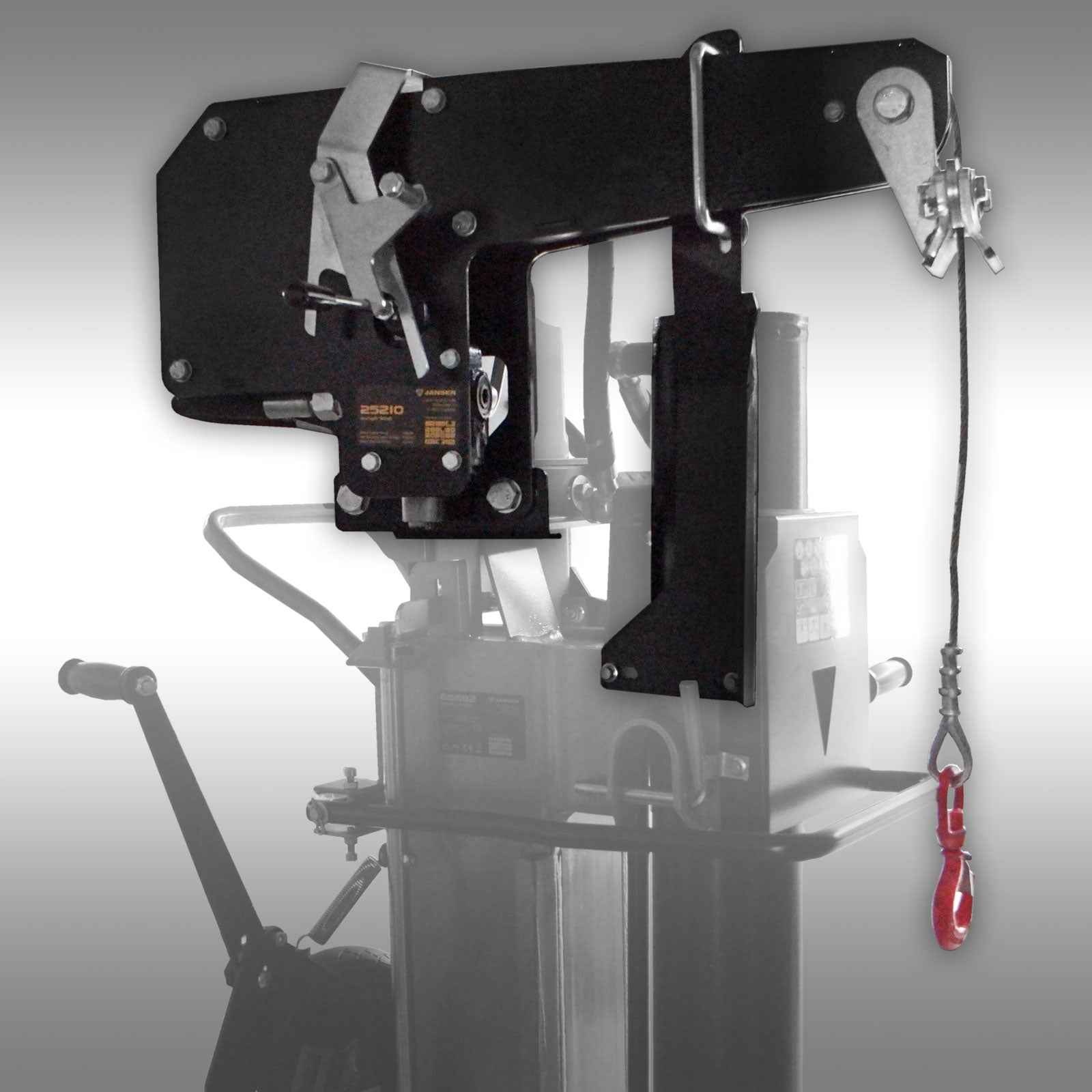Treuil hydraulique Jansen TSW-500 pour fendeuses de bûches de tracteur Jansen avec entraînement par prise de force.