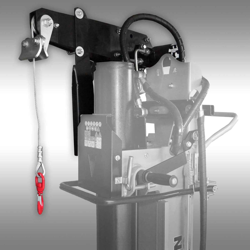 Treuil hydraulique Jansen TSW-500 pour fendeuses de bûches de tracteur Jansen avec entraînement par prise de force.