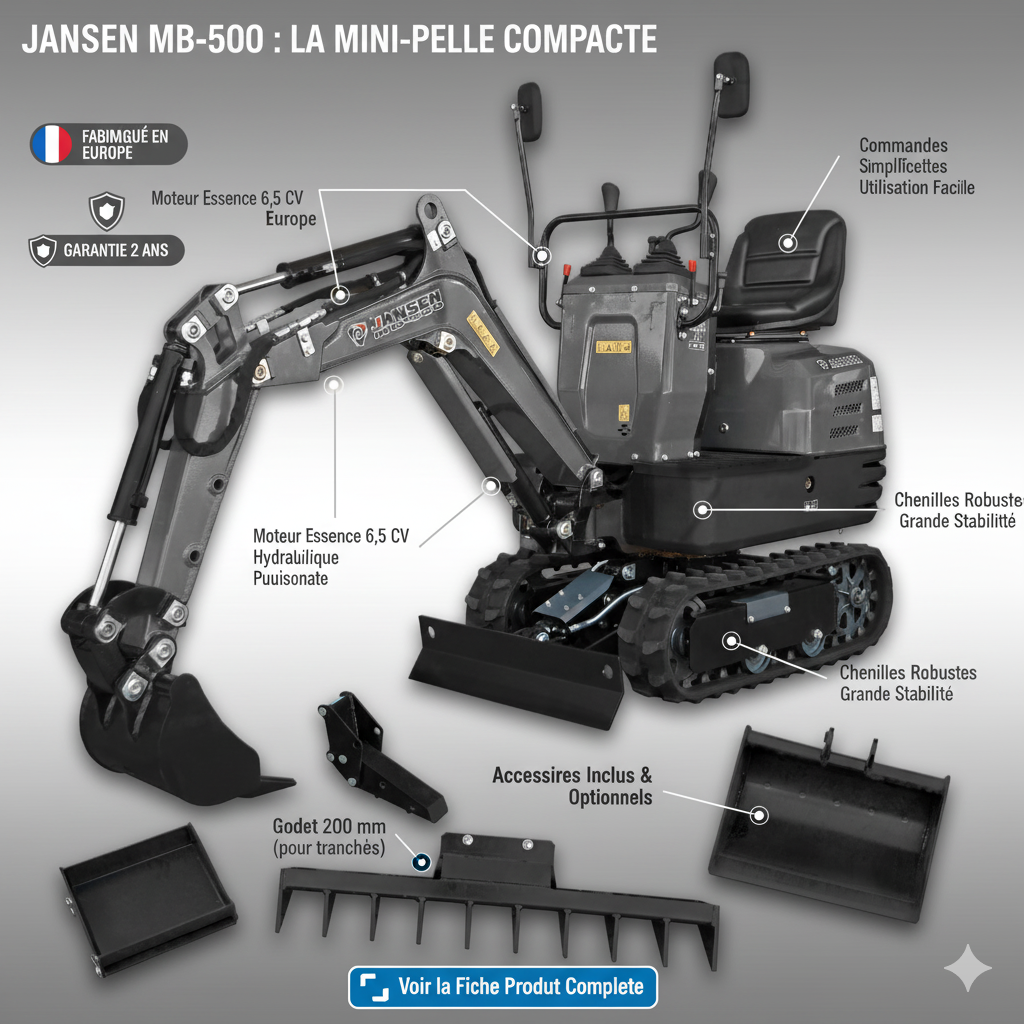 Pack Ultime Chantier : Mini-Pelle Jansen MB-500 + Dumper RD-300pro