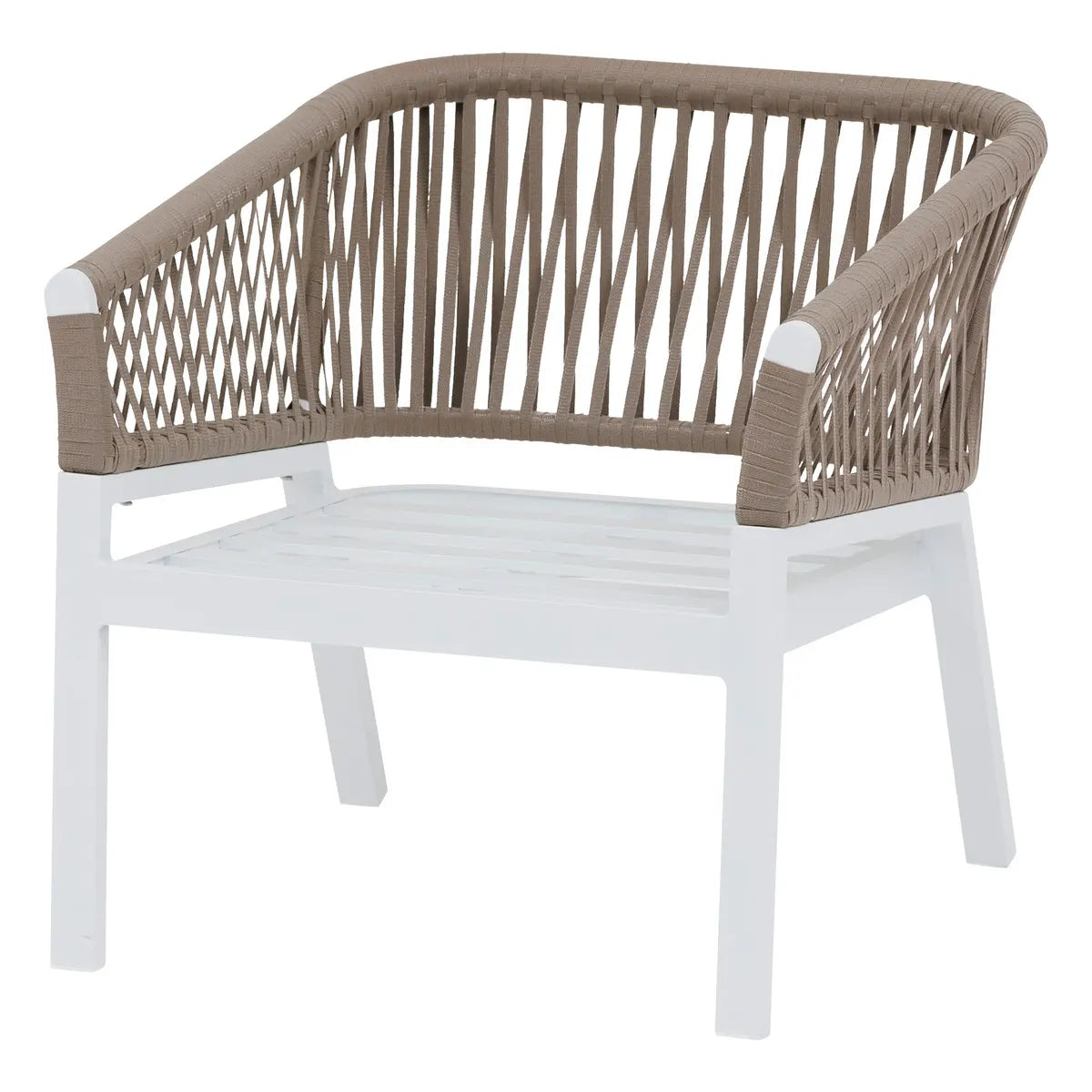 Salon de jardin 5 places "Oriengo" taupe et blanc en aluminium traité époxy couleur Taupe Ma Maisons