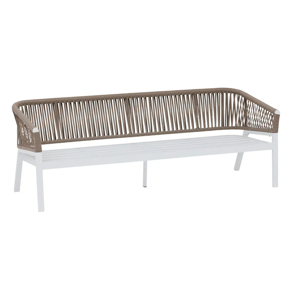 Salon de jardin 5 places "Oriengo" taupe et blanc en aluminium traité époxy couleur Taupe Ma Maisons