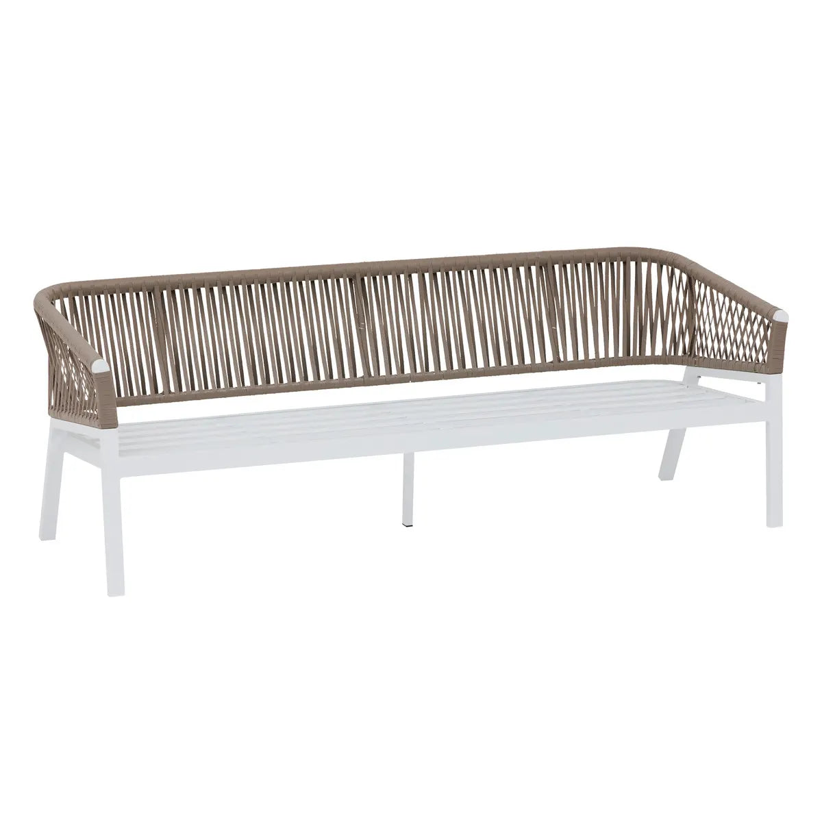Salon de jardin 5 places "Oriengo" taupe et blanc en aluminium traité époxy couleur Taupe Ma Maisons