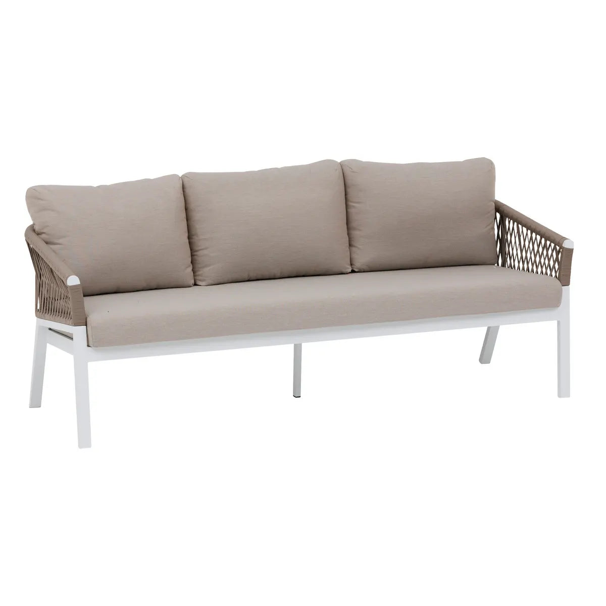 Salon de jardin 5 places "Oriengo" taupe et blanc en aluminium traité époxy couleur Taupe Ma Maisons